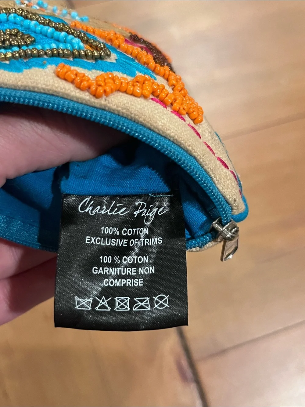 Charlie Paige Turquoise Orange Pink Beaded Embroidered Clutch